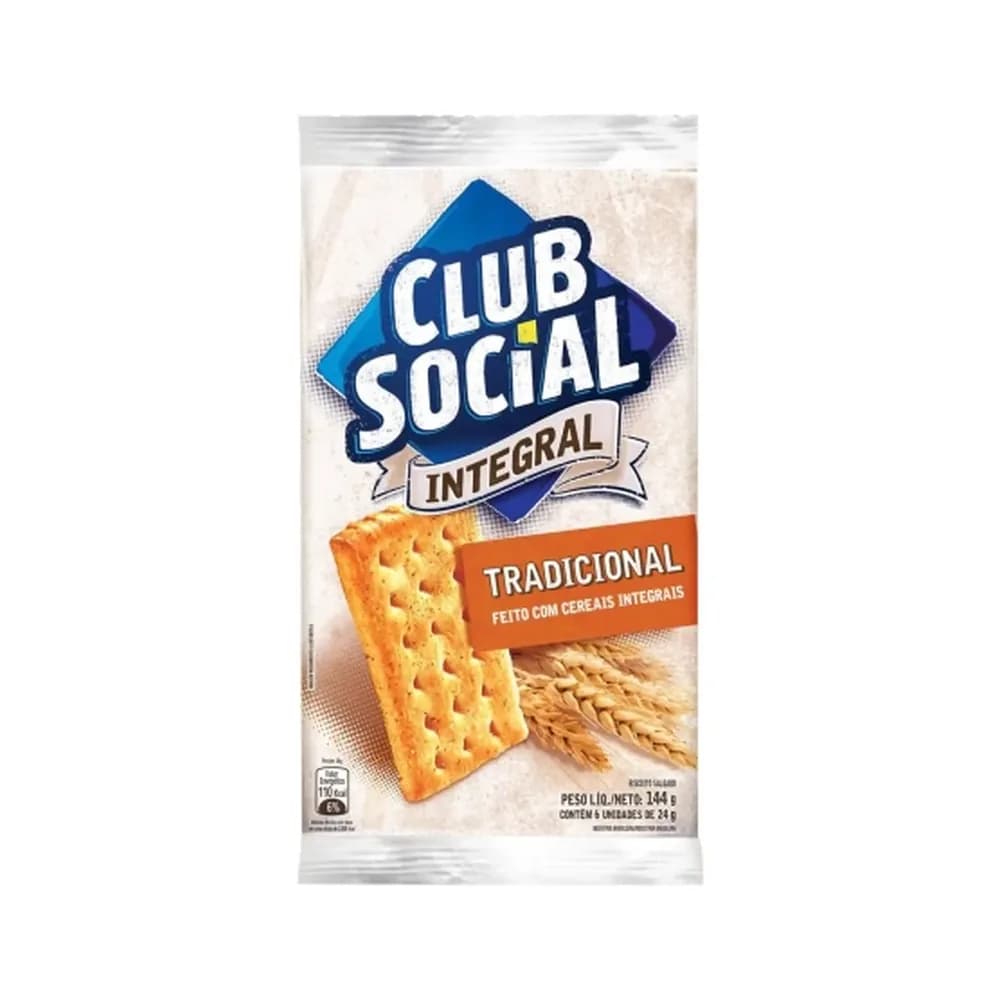 Biscoito integral tradicional club social 144 g