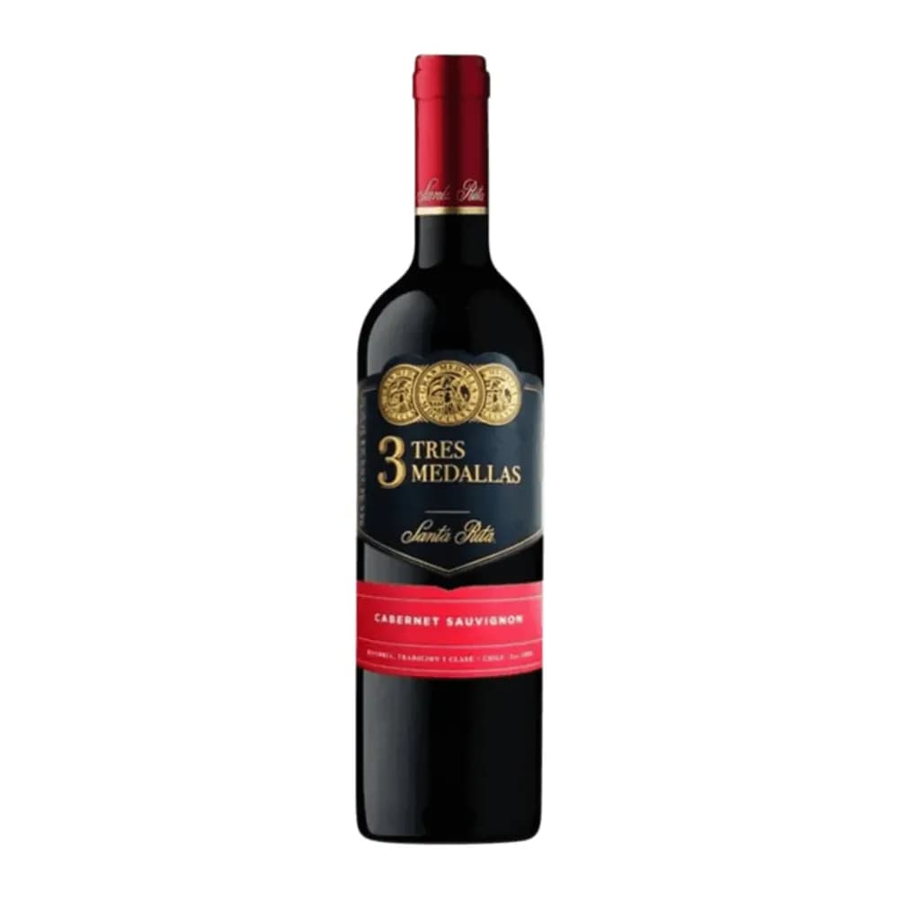 Vinho tinto chileno 3 medallas sweet wine cabernet sauvignon santa rita garrafa 750ml