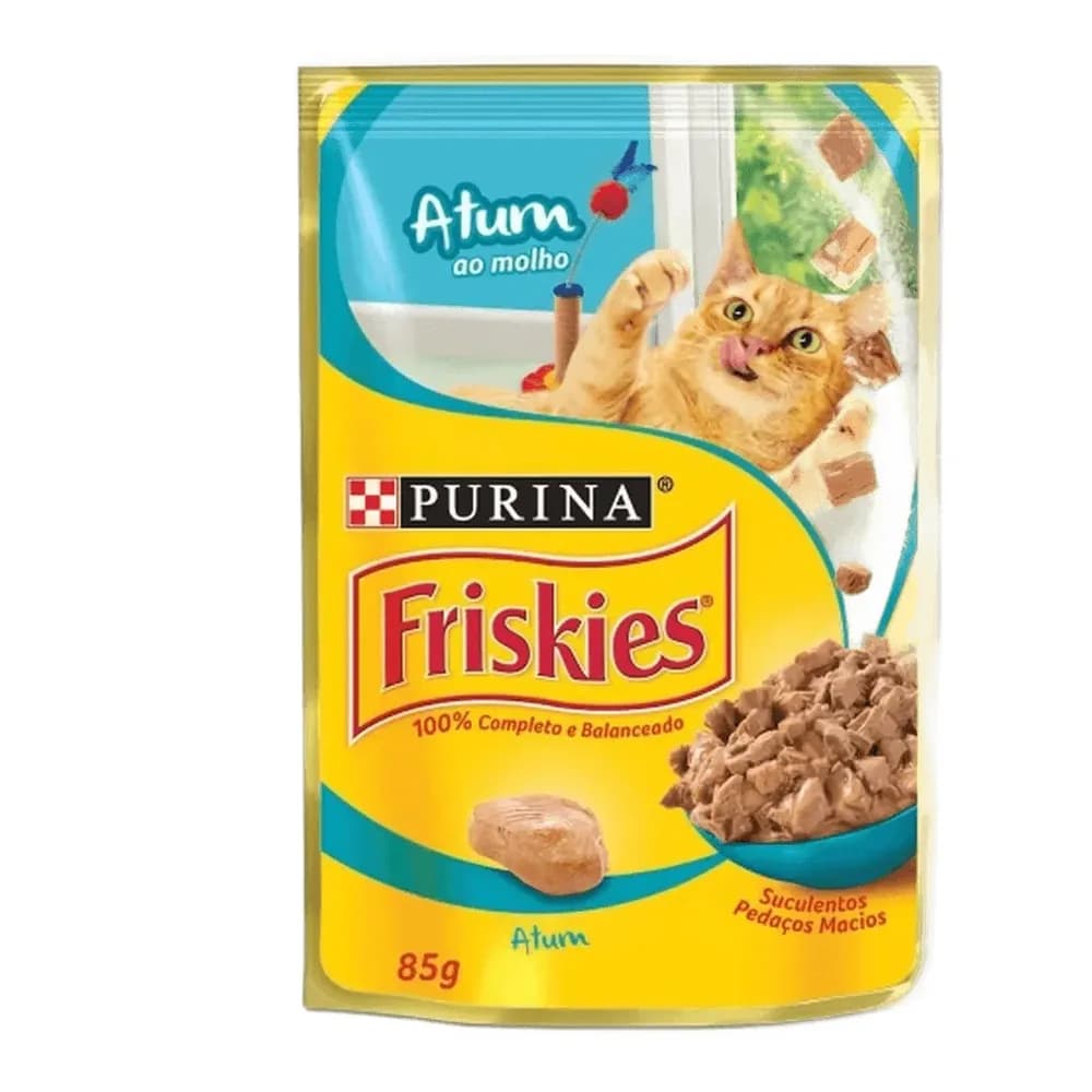 Racao umida para gatos adultos atum ao molho friskies 85g