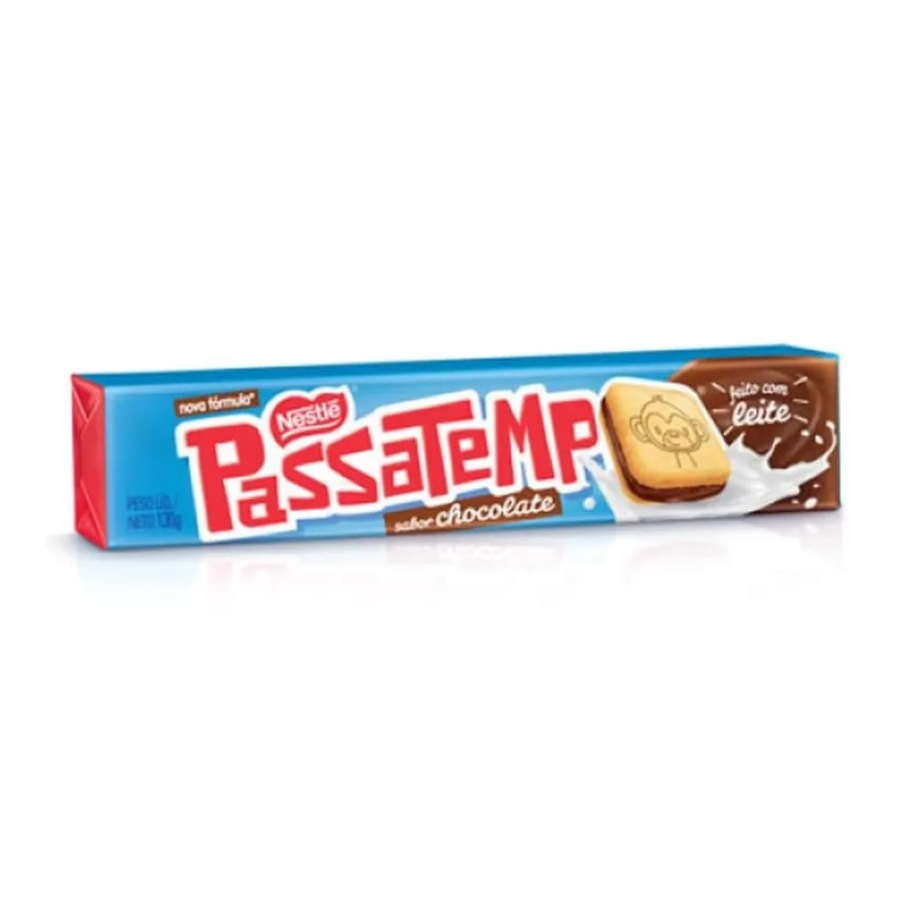 Biscoito chocomix sabor chocolate passatempo 130g