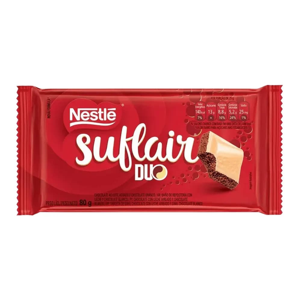 Chocolate em barra duo suflair 80g