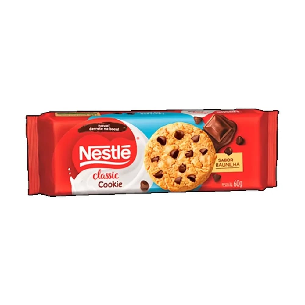 Biscoito cookie baunilha com chocolate nestle classic 60g