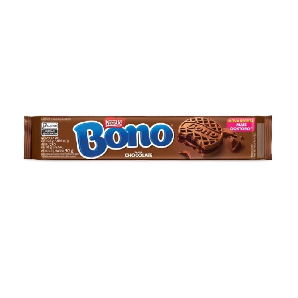 Biscoito recheado sabor chocolate bono 90g