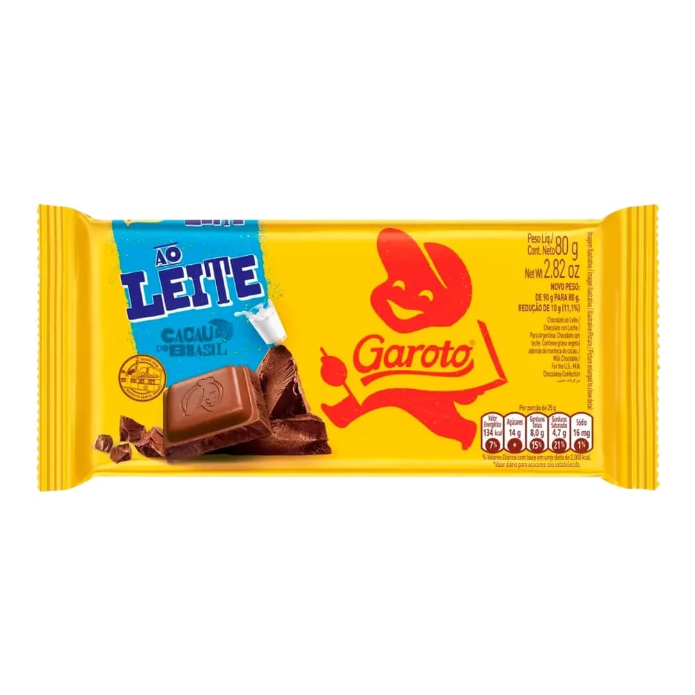 Barra chocolate branco garoto 80g