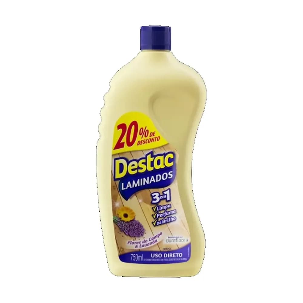 Limpa piso para pisos laminados lavanda e alfazema destac 750ml 20% de desconto