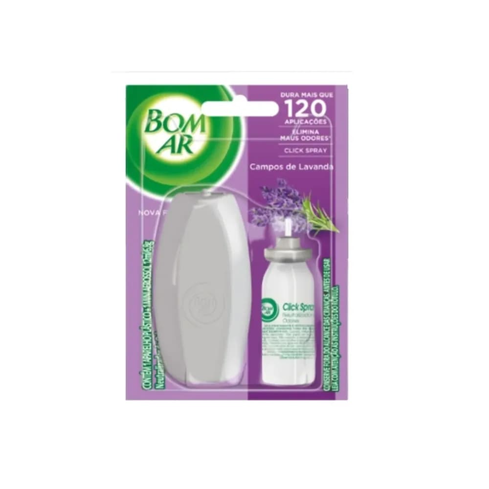 Aromatizador click spray campos de lavanda bom ar aparelho + refil 12ml