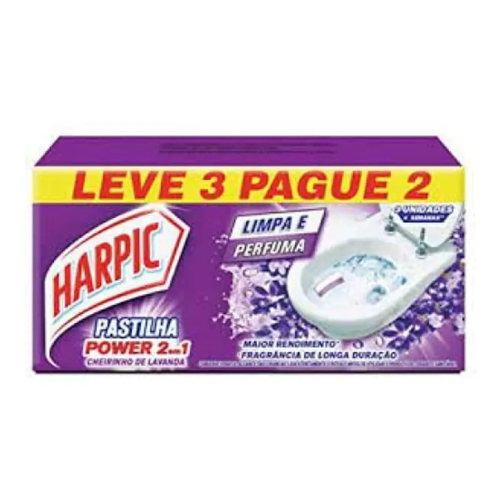 Pastilha adesiva lavanda harpic leve 3 pague 2un