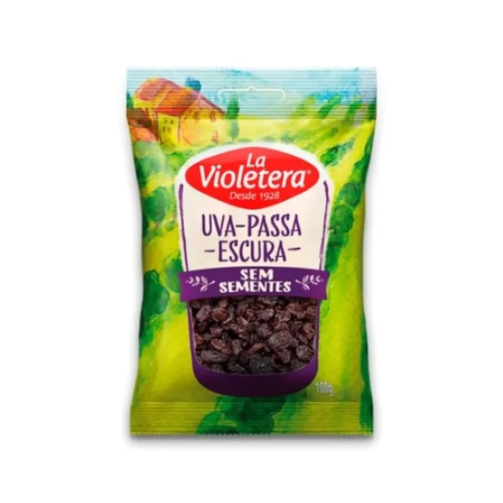 Uva passa escura la violetera sem semente sache 100g