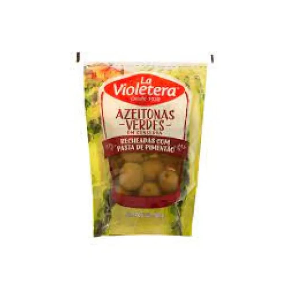 Azeitona verde la violetera pasta de pimentao sache 100g