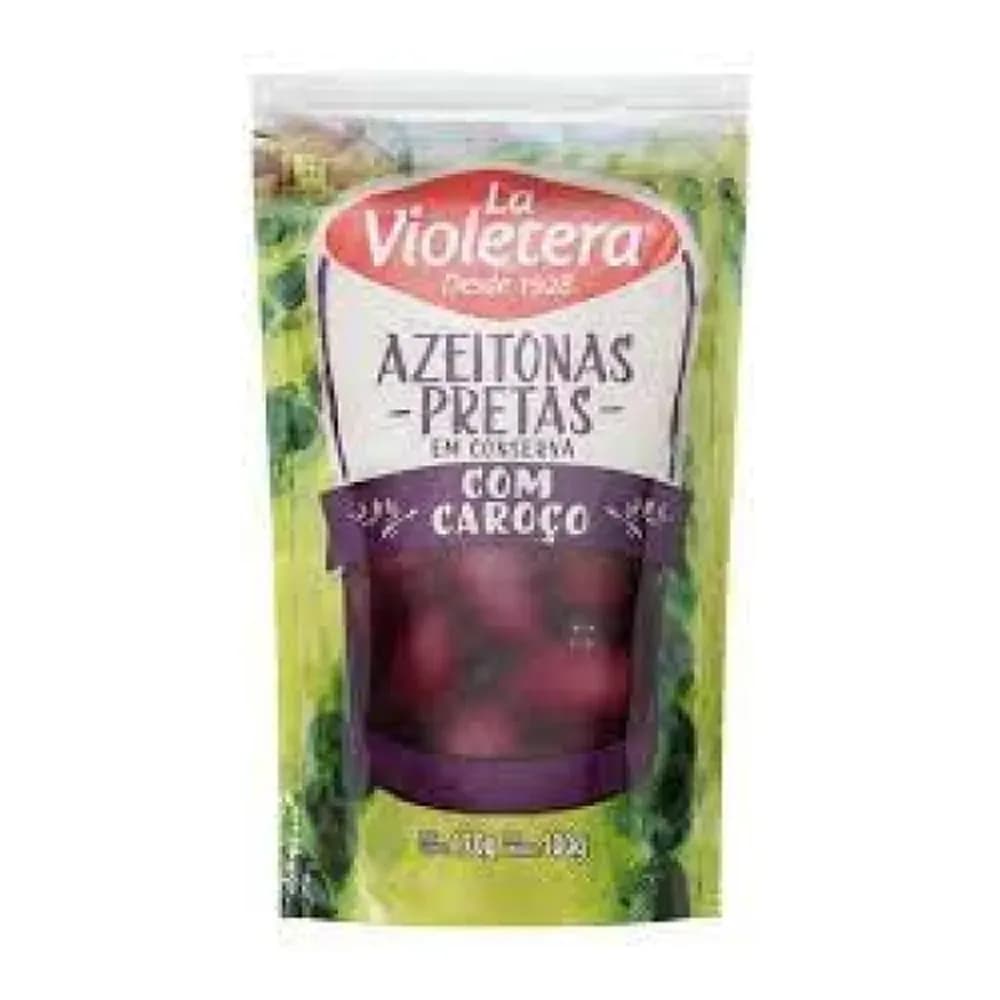 Azeitona preta la violetera com caroco sache 100g