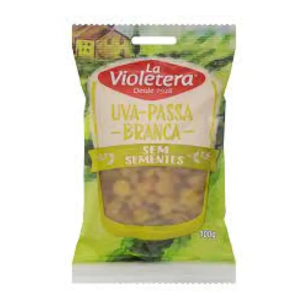 Uva passa branca la violetera sem semente pacote 100g