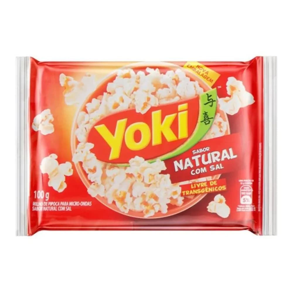 Pipoca para micro-ondas natural com sal yoki pacote 100g