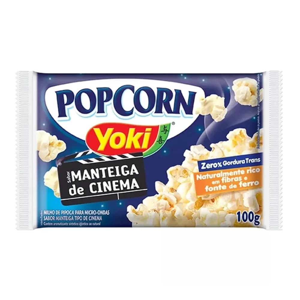 Pipoca de microondas popcorn manteiga de cinema yoki 100g