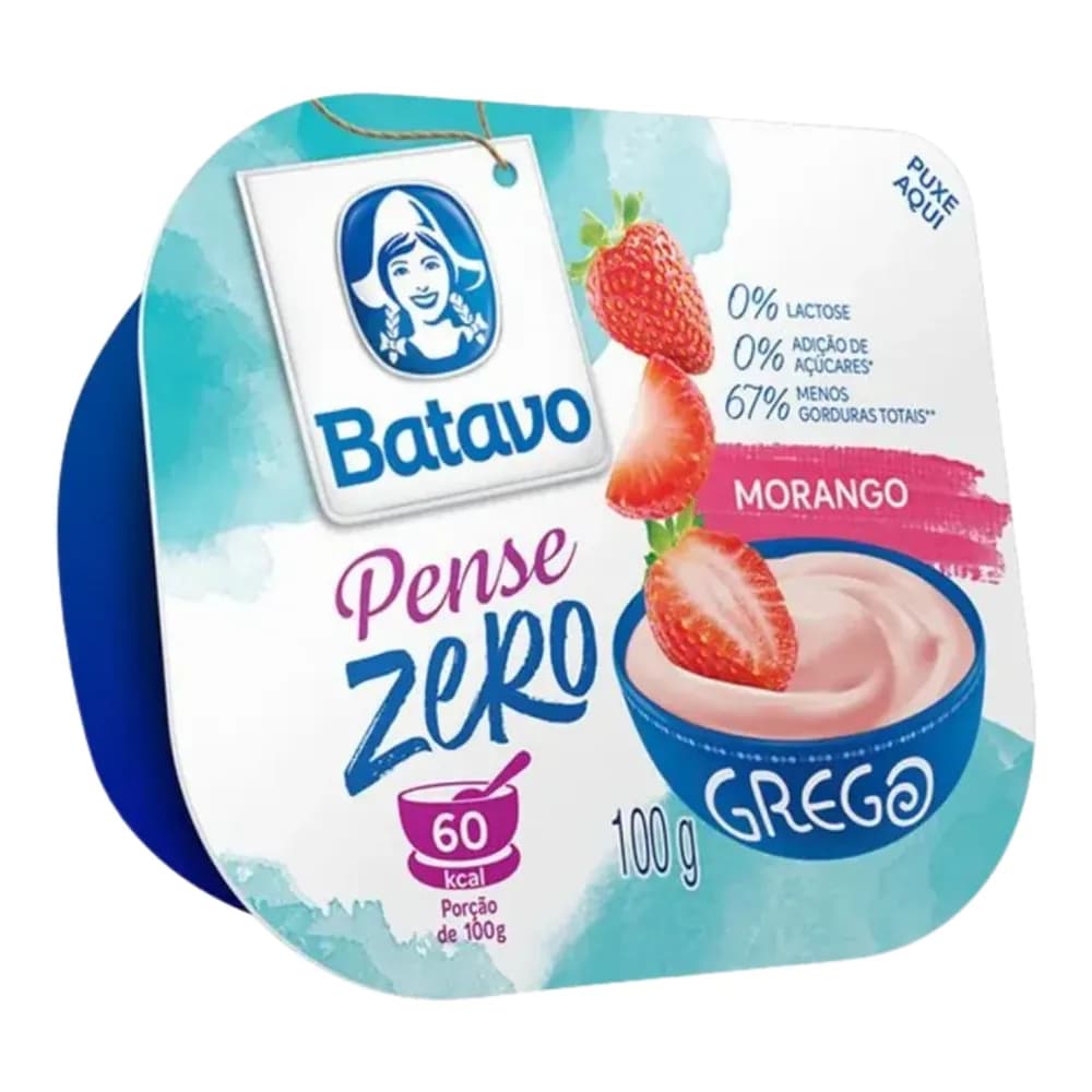 Iogurte grego batavo pense zero morango 100g