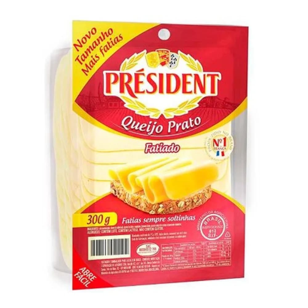 Queijo prato fatiado president 300g