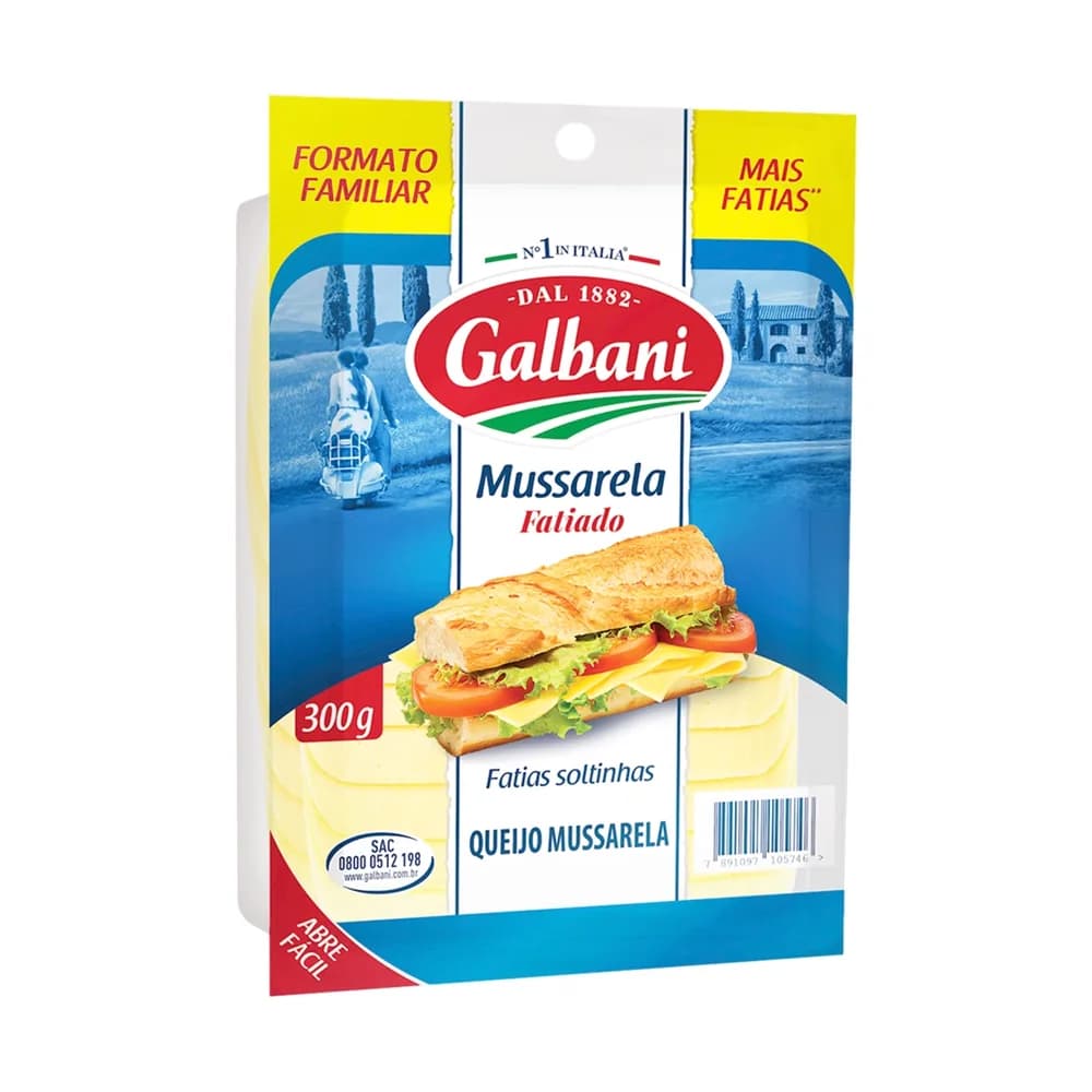 Queijo mussarela fatiado galbani 150g