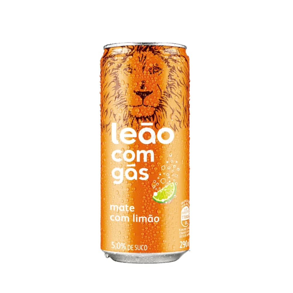 Mate leao com gas sabor limao lata 290 ml