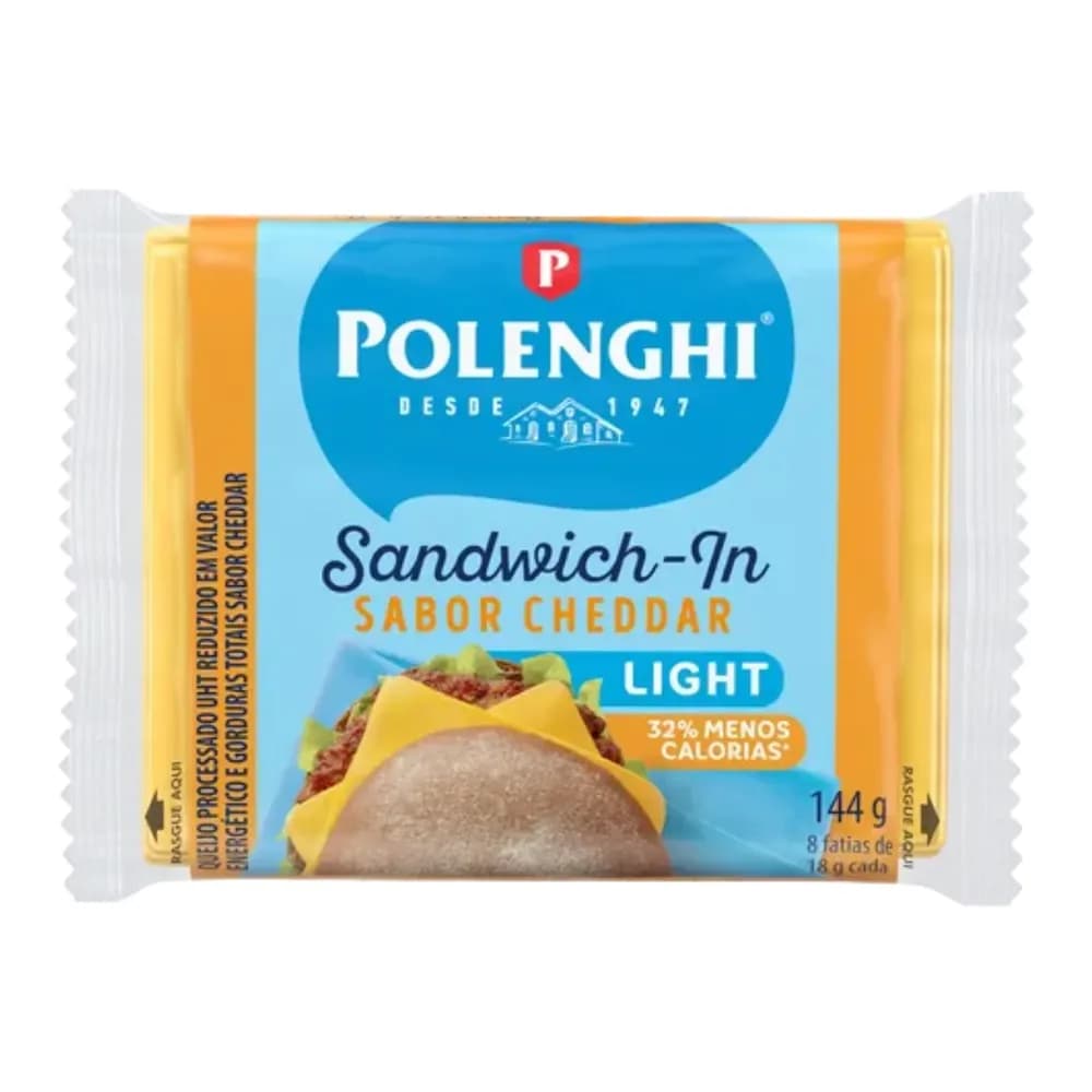 Queijo cheddar polenghi fatiad light 144g