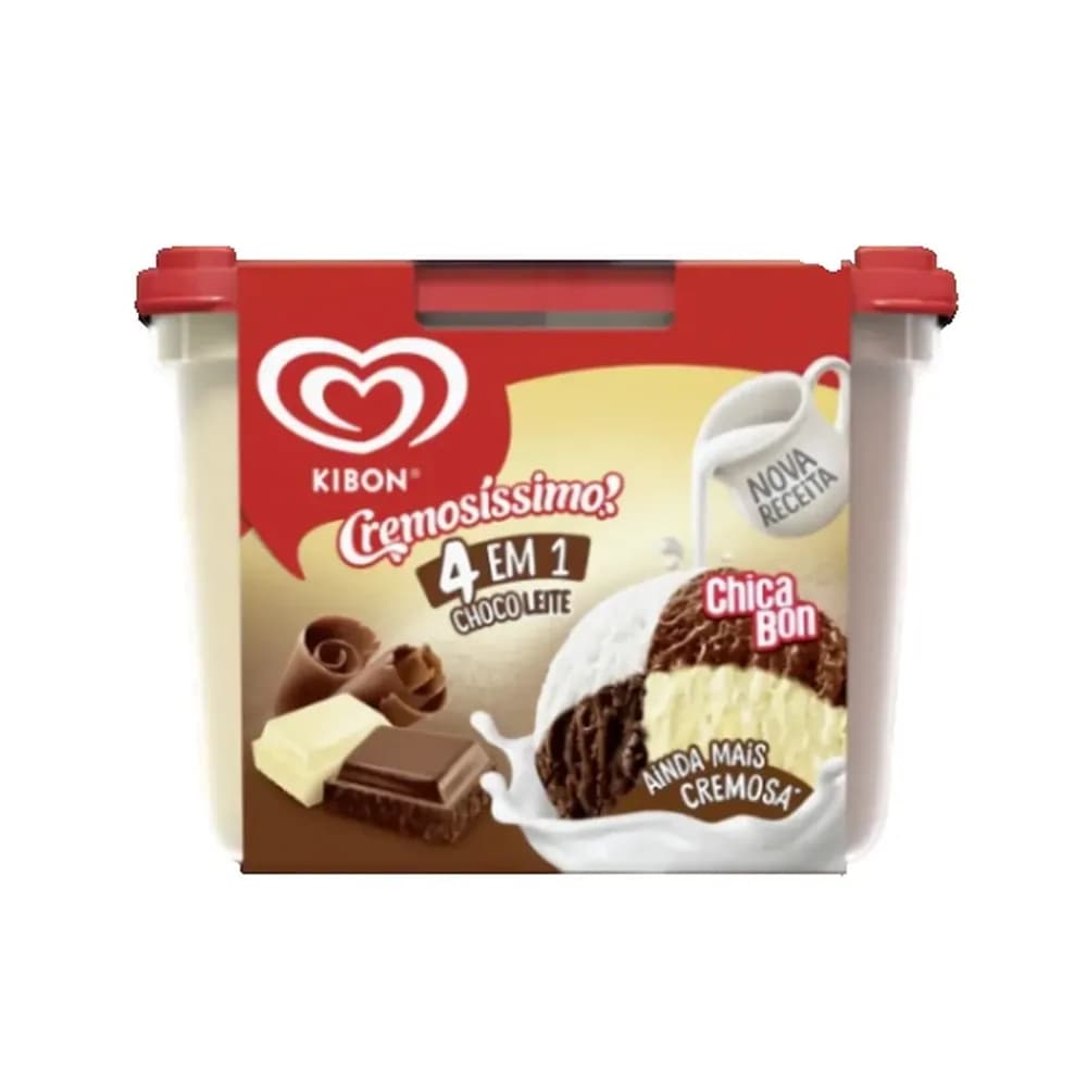 Sorvete cremosissimo 4 em 1 chocoleite kibon 2l