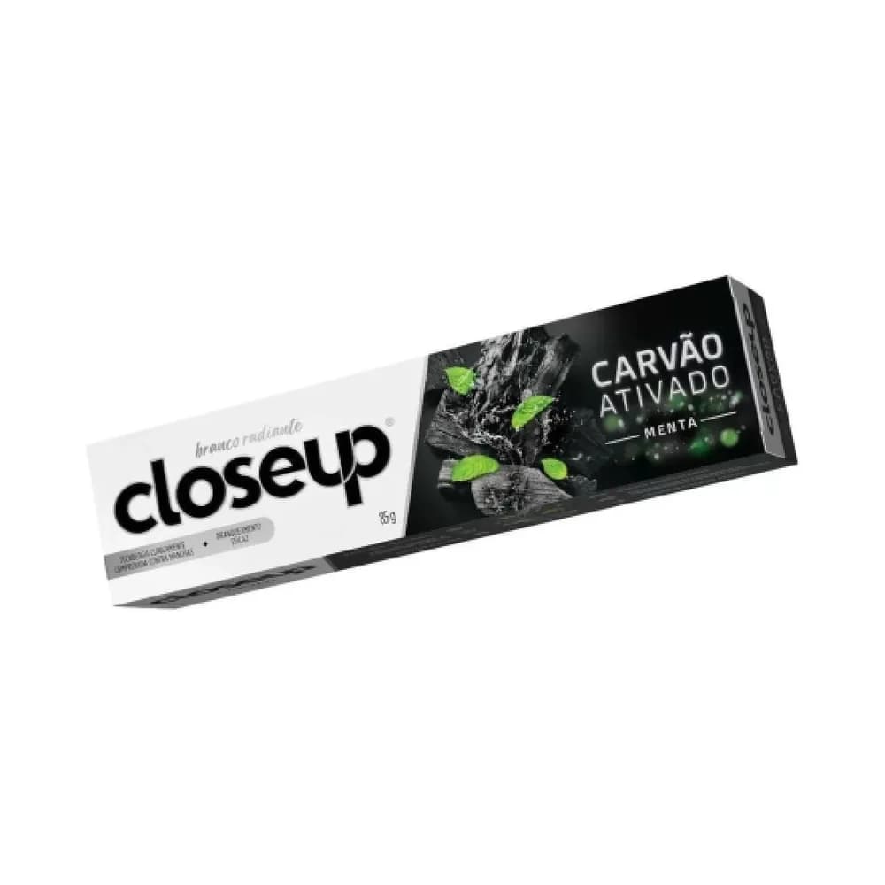 Creme dental carvao ativado menta closeup 85g