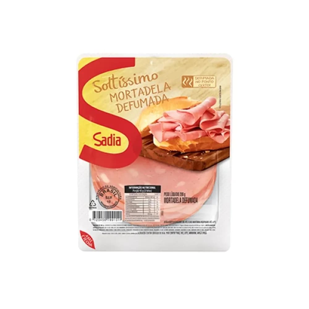 Mortadela defumada em fatias soltissimo sadia 200g