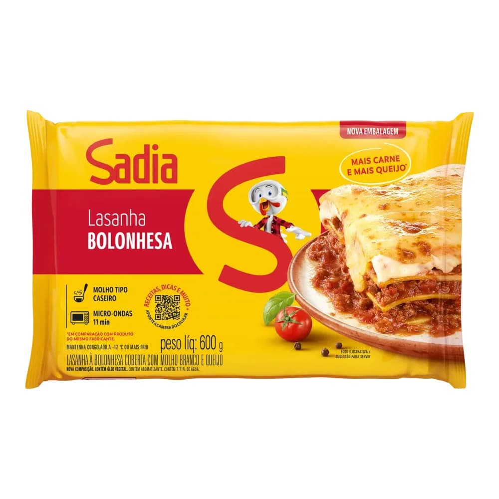 Lasanha bolonhesa embalagem sadia 600g