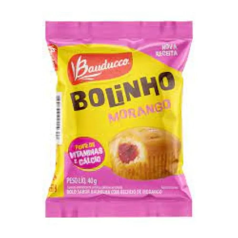 Bolinho baunilha recheio morango bauducco 40g