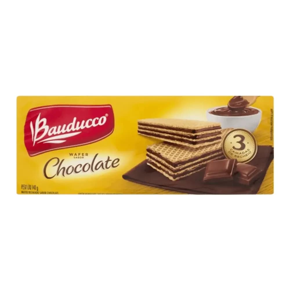 Biscoito wafer de chocolate bauducco 140g