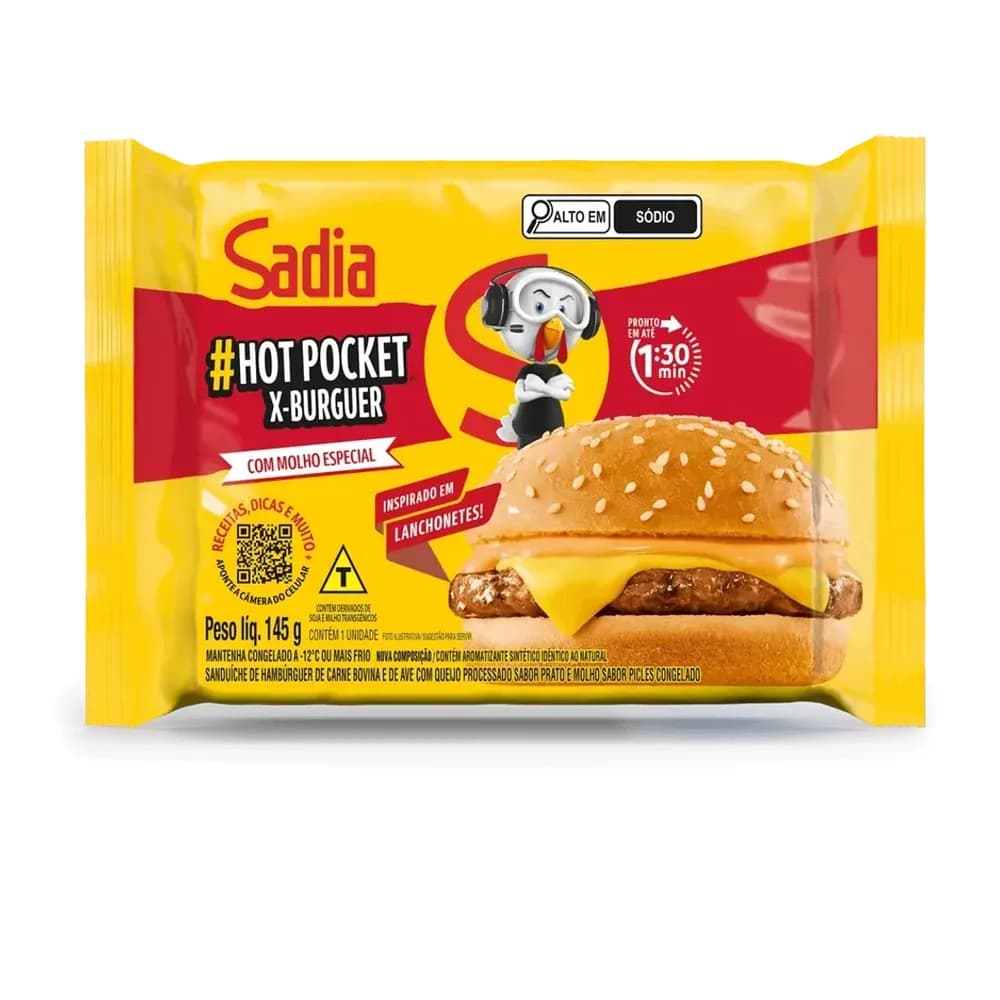 Sanduiche sadia hot pocket x-burguer 145g
