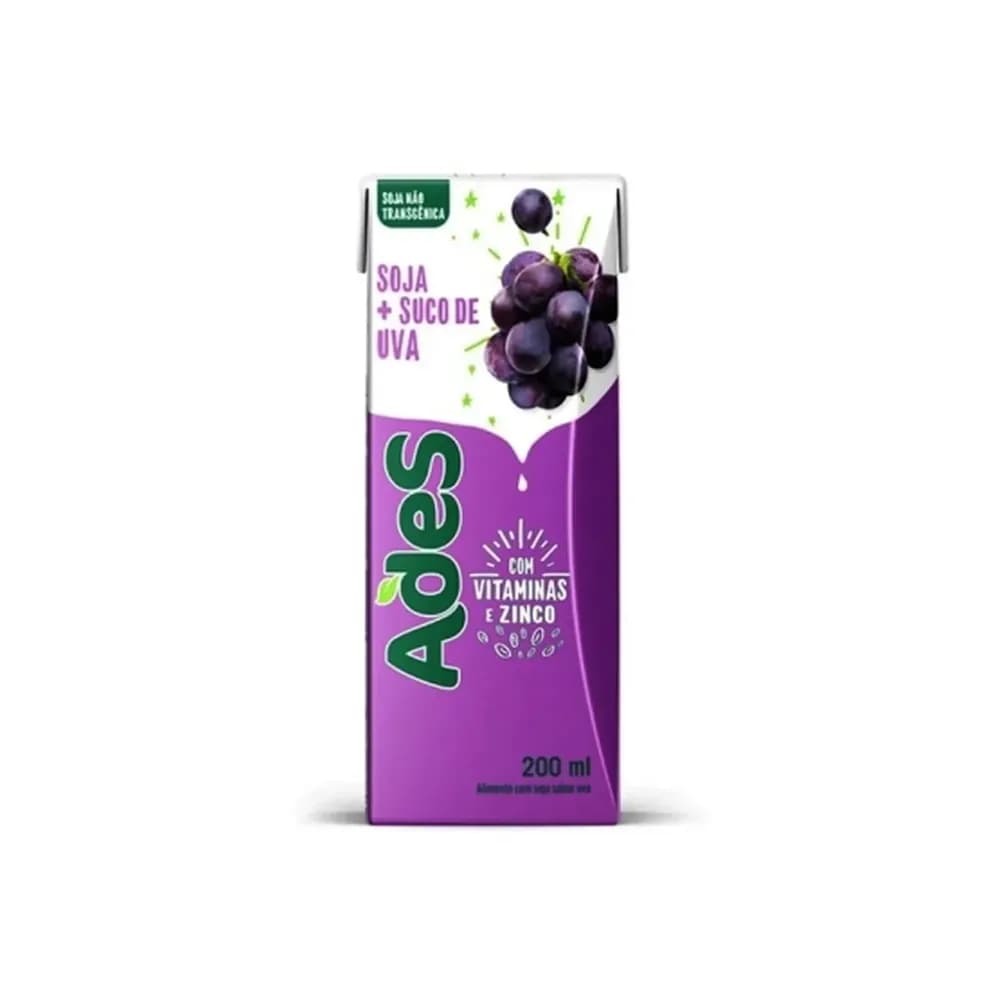 Alimento a base de soja fruta sabor uva ades 200ml