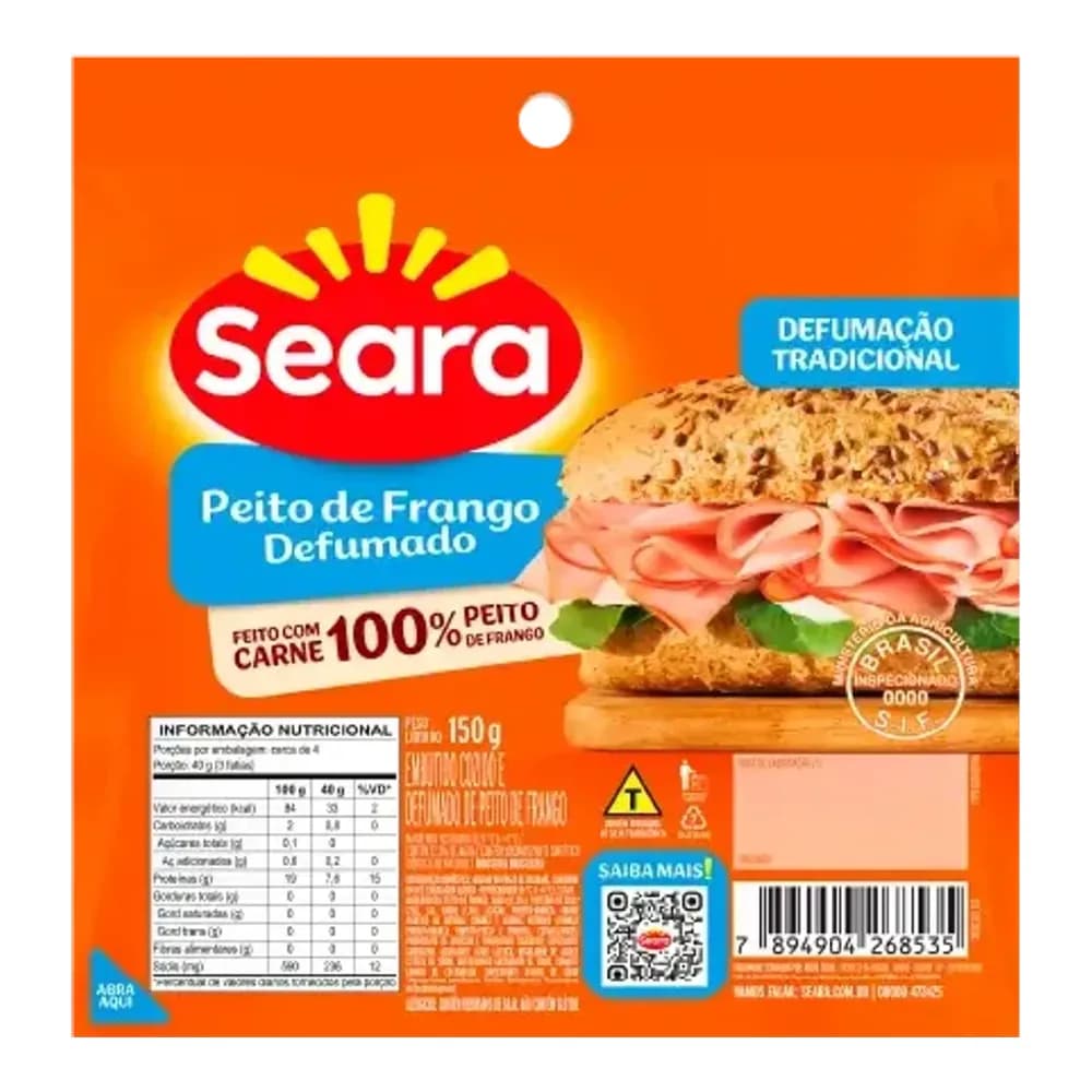 Peito de frango fatiado seara 150g