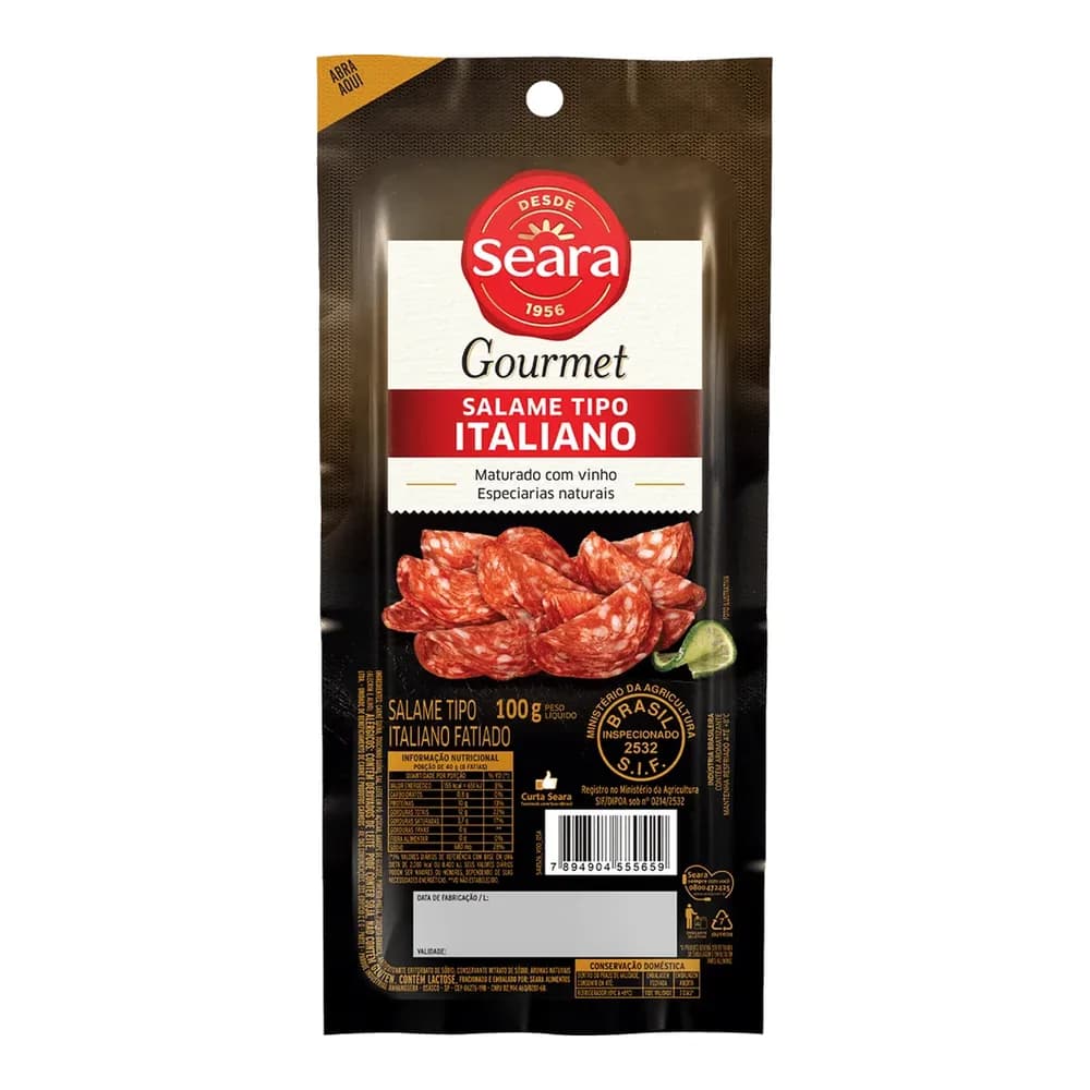 Salame italiano gourmet fatiado seara 100g