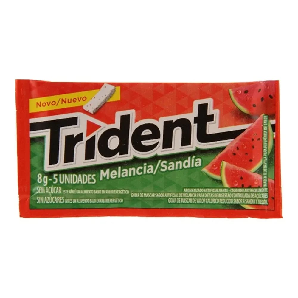 Goma de mascar sabor melancia sem acucar trident 8g 5un