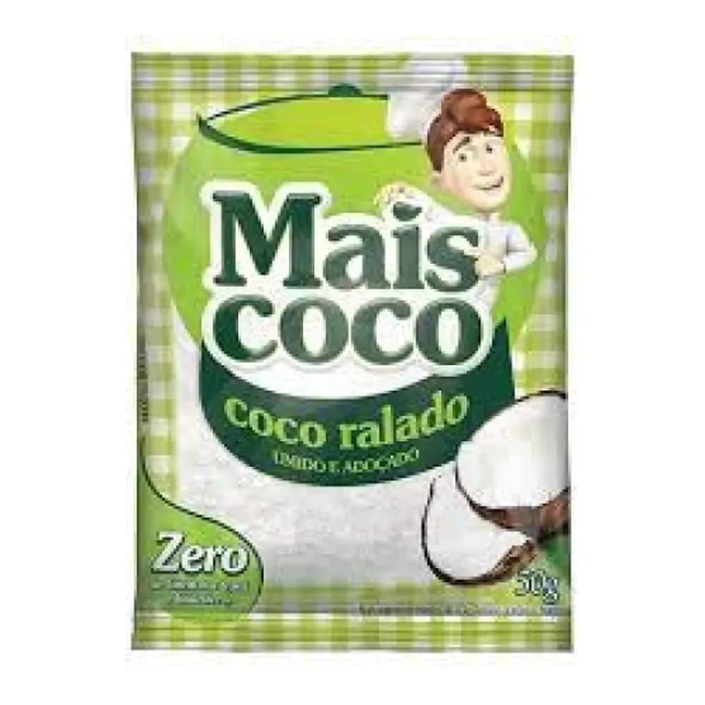 Coco ralado mais coco umido e adocado 50g