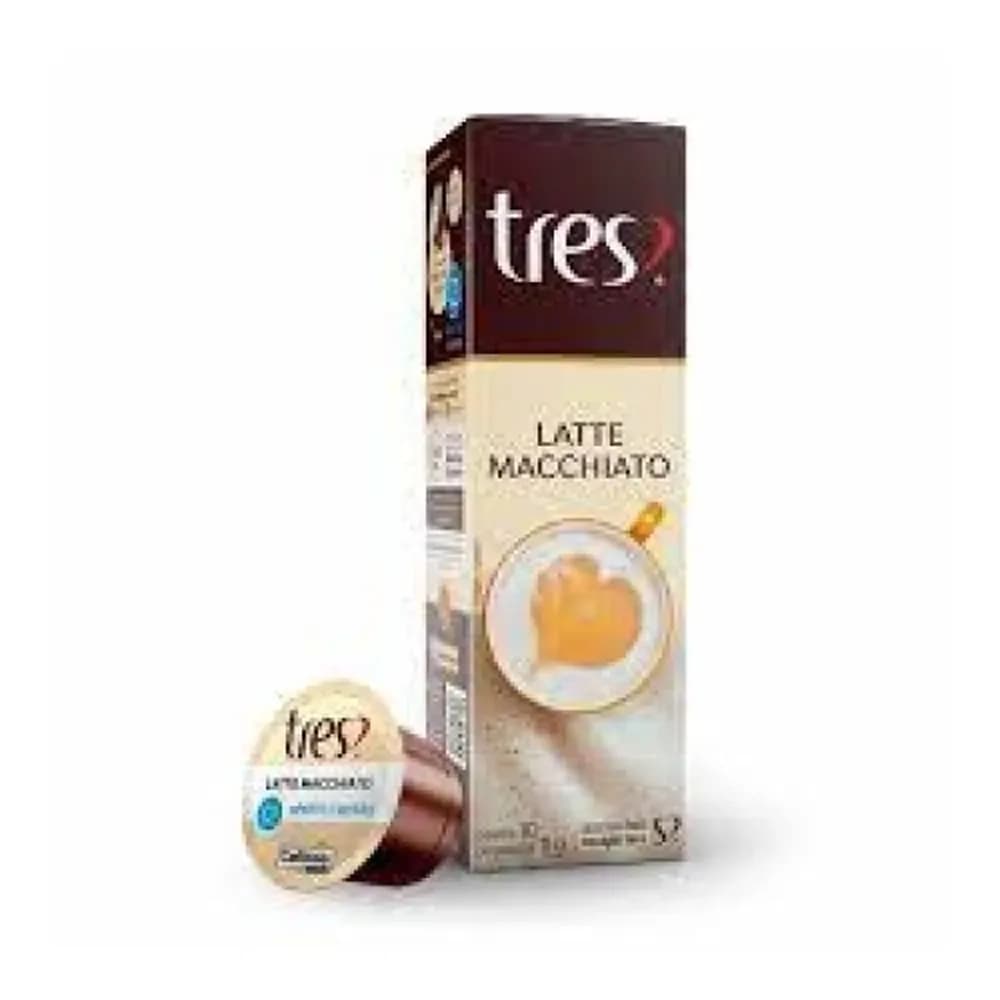 Capsula de cafe com leite latte macchiato 3 coracoes 10un