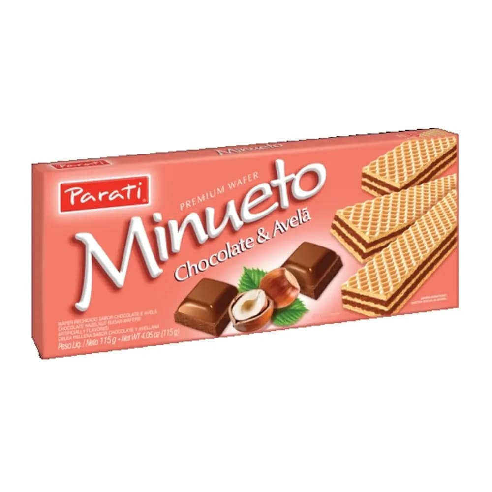 Biscoito wafer minueto chocolate e avela parati 115g