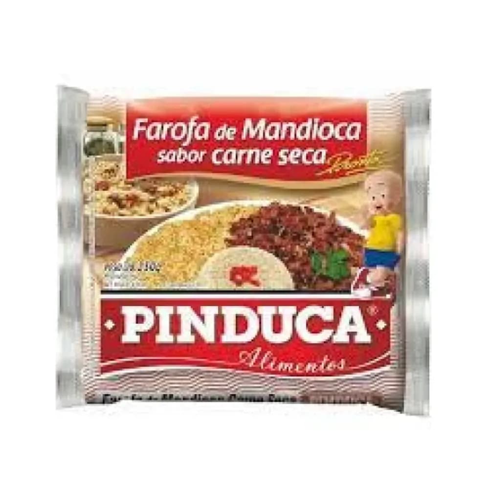Farofa de mandioca pinduca sabor carne seca embalagem 250g