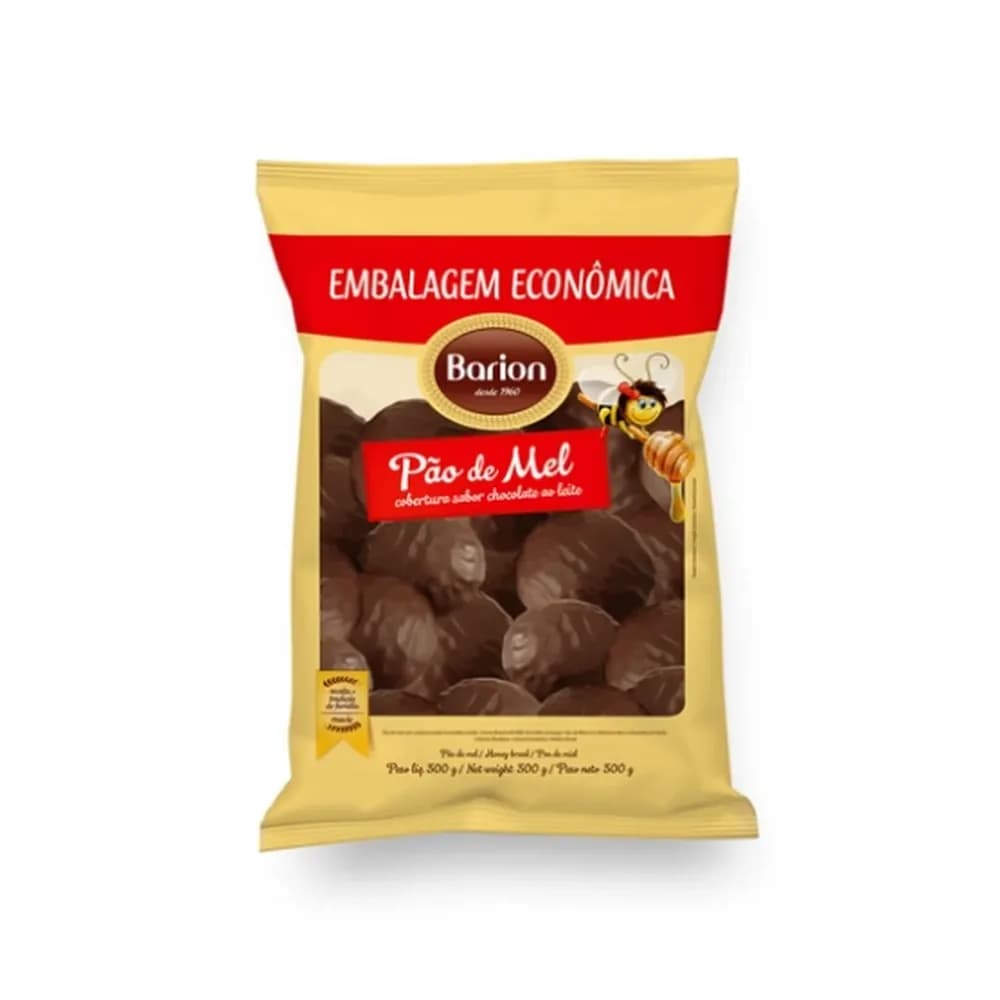 Biscoito doce barion pao de mel com chocolate ao leite embalagem 300g