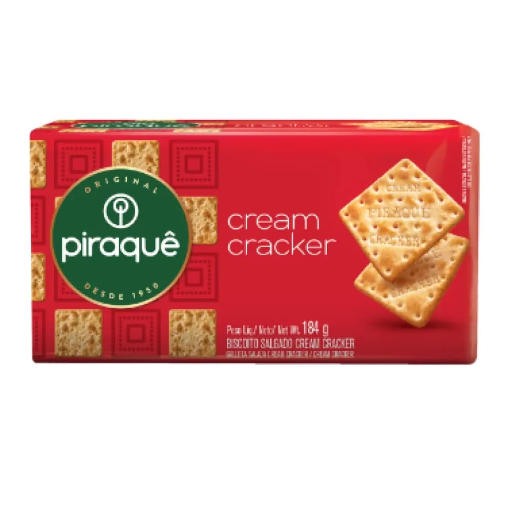 Biscoito salgado cream cracker piraque 184g