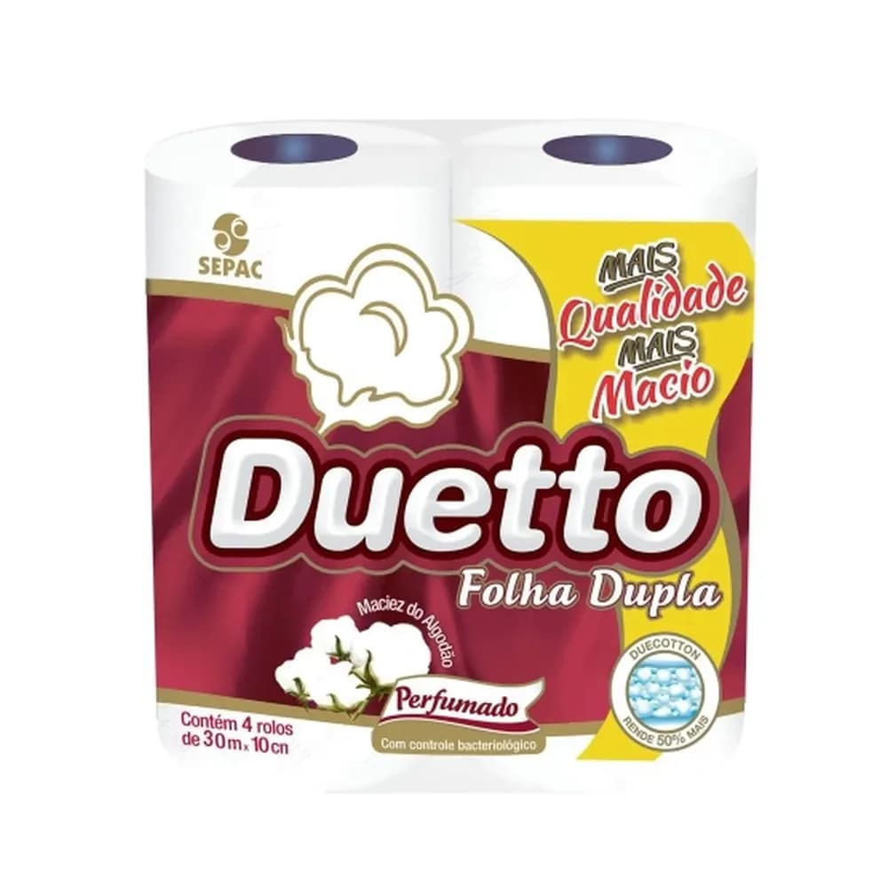 Papel higienico folha dupla perfumado duetto 30m pacote 4 unidades