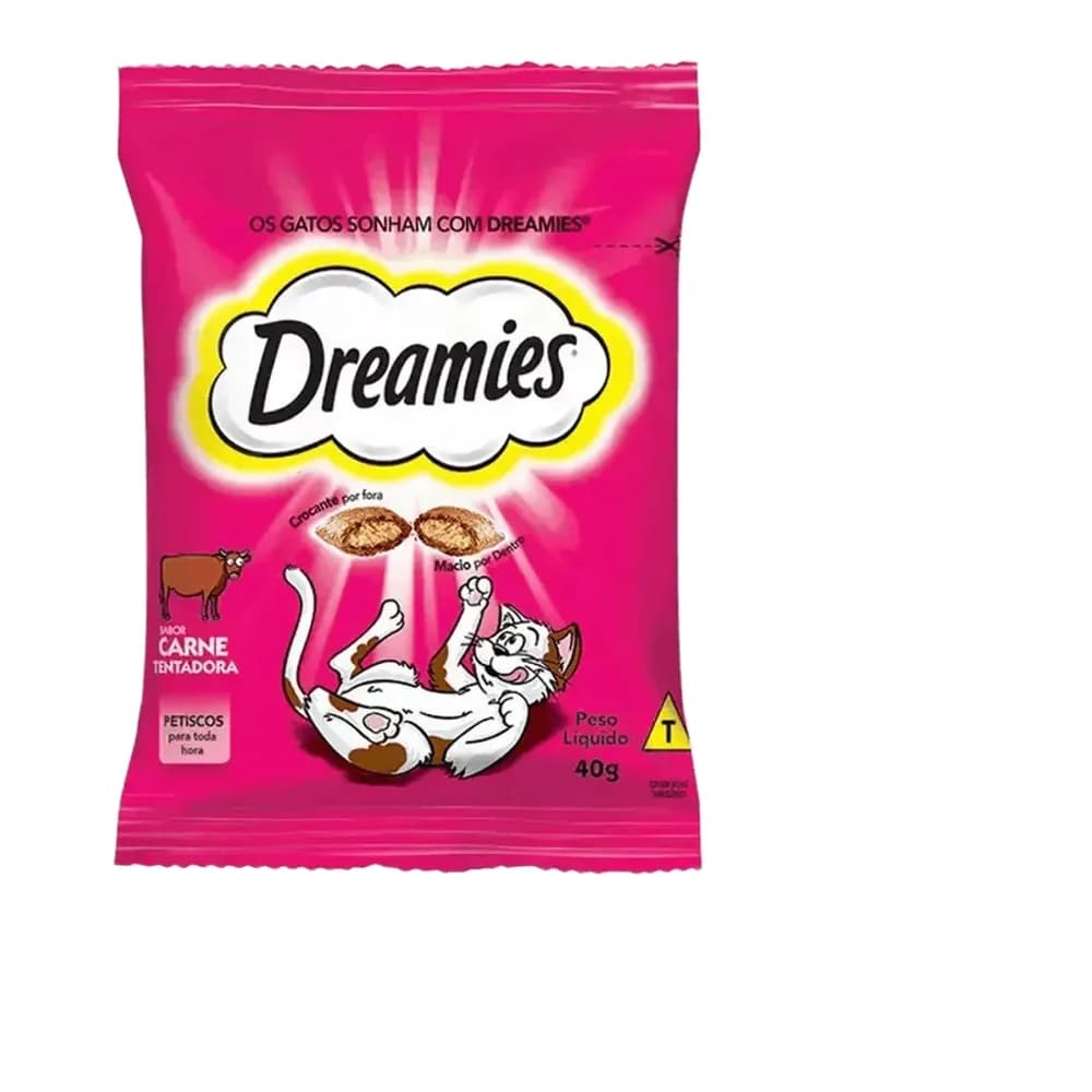 Petisco para gatos adultos sabor carne tentadora dreamies 40g