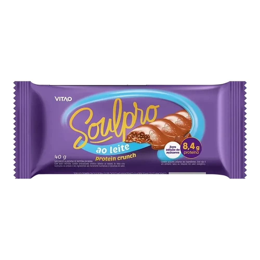 Chocolate ao leite com crispies proteicos soulpro vitao 40g