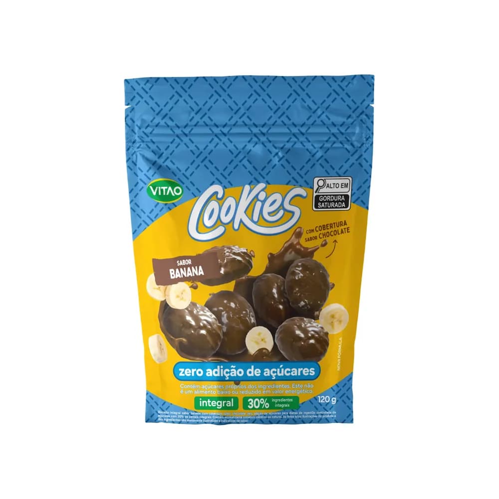 Cookies integrais diet vitao banana com chocolate pacote 150g