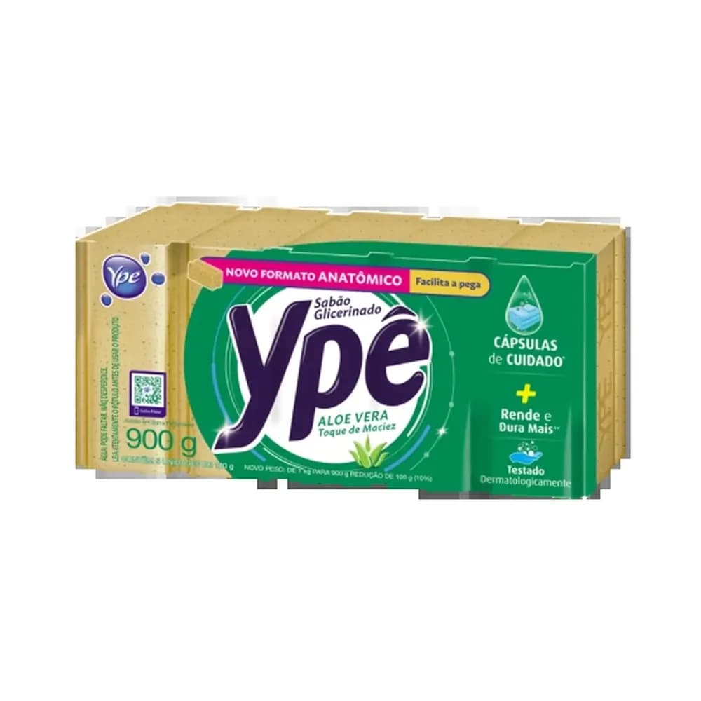 Sabao barra glicerinado aloe vera ype 180g com 5un