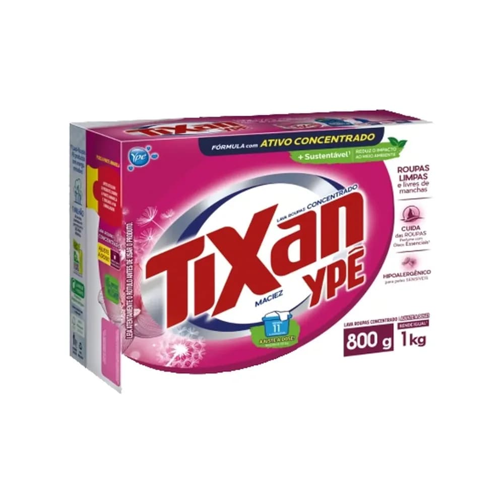 Lava-roupas em po concentrado maciez tixan ype 800g