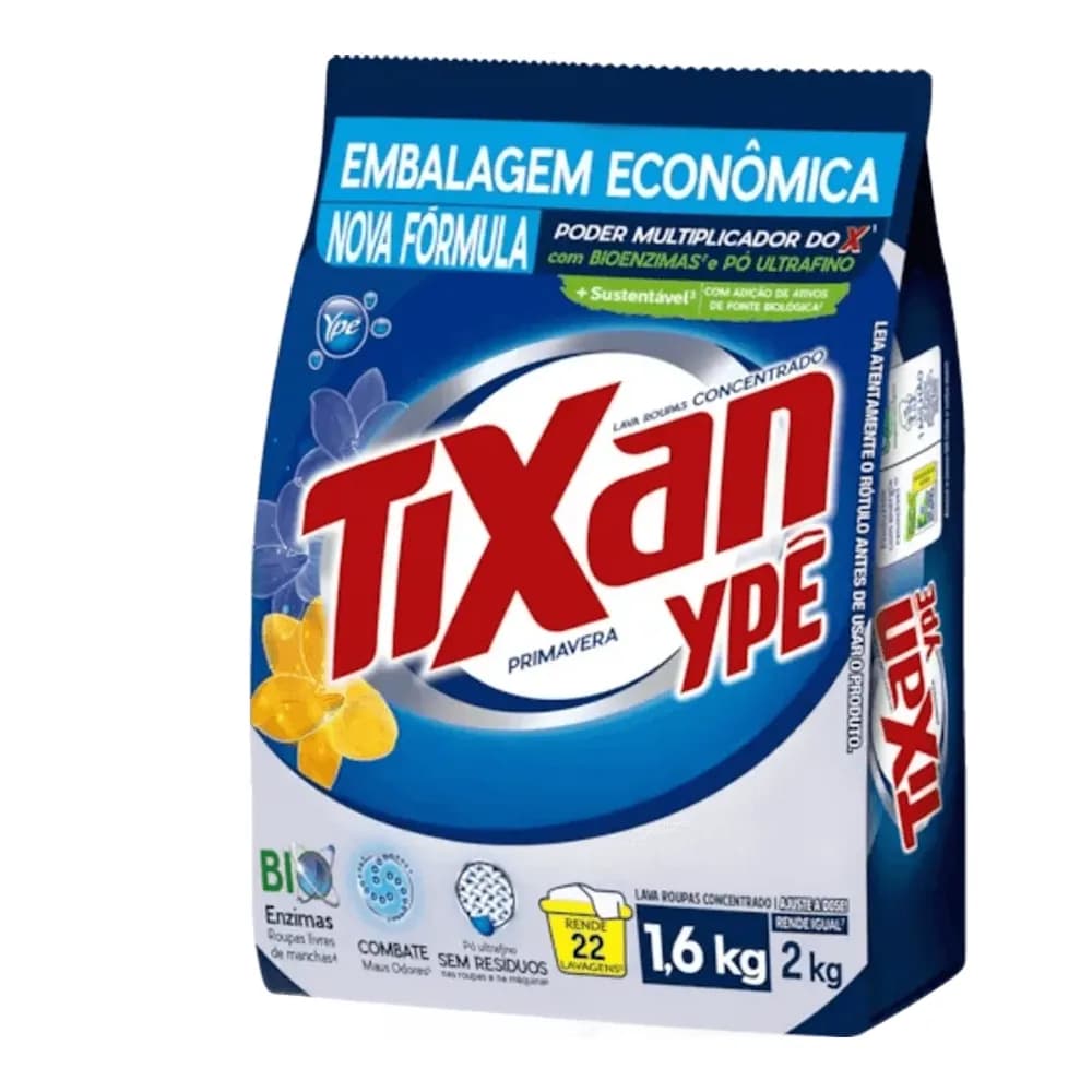 Lava roupas em po concentrado primavera tixan ype 1,6kg