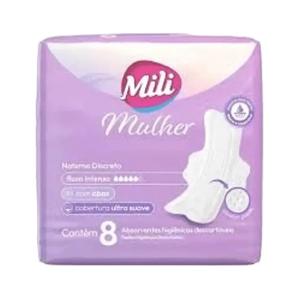 Absorvente mulher noturno discreto c/abas c/8