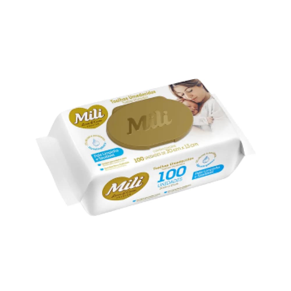 Toalha umedecida mili 100un