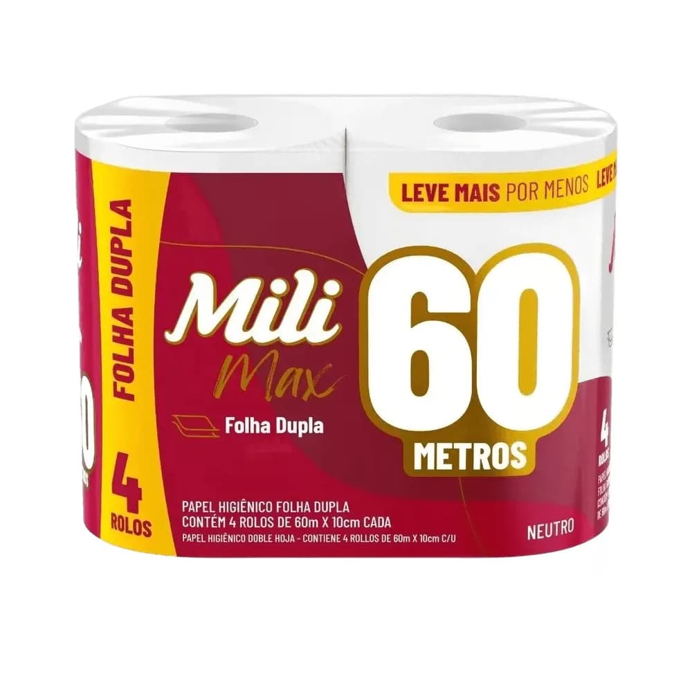 Papel higienico folha dupla mili com 4rls