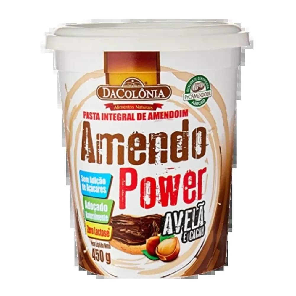 Pasta de amendoim dacolonia amendo power avela e cacau 450g